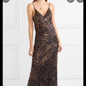 Mes Demoiselles bias cut maxi dress in black and gold print